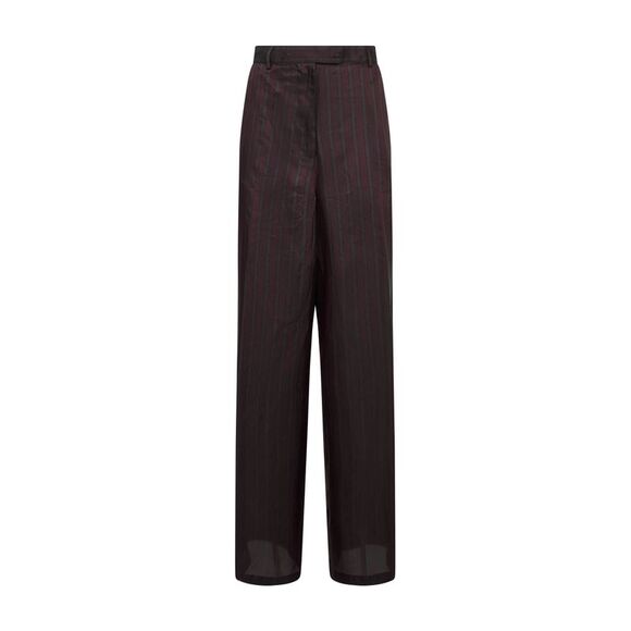 Dries Van Noten Women Brown Striped Cupro Wide-Leg Trousers